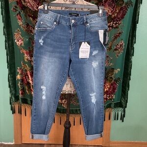 Tahari Light Blue Distressed Ankle Jeans